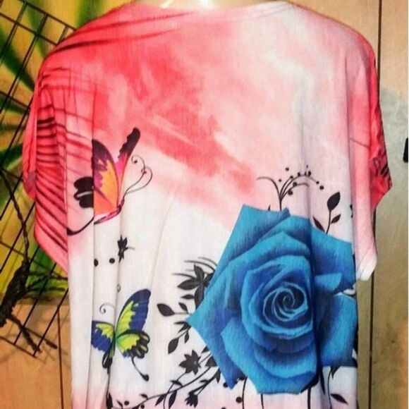 Red Butterfly Shirt With Bling - Picture 5 of 10